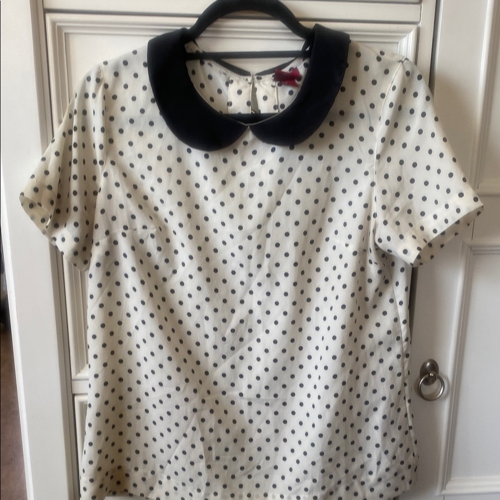 Merona Cream and Black Boxy Blouse with Peter Pan Collar